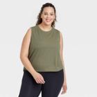 Women's Plus Size Crop Active Tank Top - All In Motion Olive Green