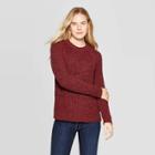 Women's Long Sleeve Crewneck Raglan Pullover Sweater - Universal Thread Burgundy M, Size: