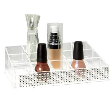 15 Section Cosmetic And Jewelry Holder Pave Diamond Design Clear - Laura Ashley, Adult Unisex