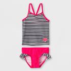 Toddler Girls' Stripe Tankini With Ruffle Briefs - Cat & Jack Pink