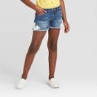 Girls' Side Crochet Jean Shorts  Cat & Jack Dark Wash Xs, Girl's, Blue