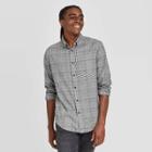 Mens Standard Fit Long Sleeve 1-pocket Flannel Button-down Shirt - Goodfellow & Co Gray