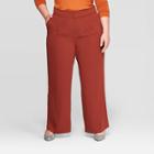 Women's Plus Size Relaxed Fit Wide Leg Pants - Ava & Viv Brown