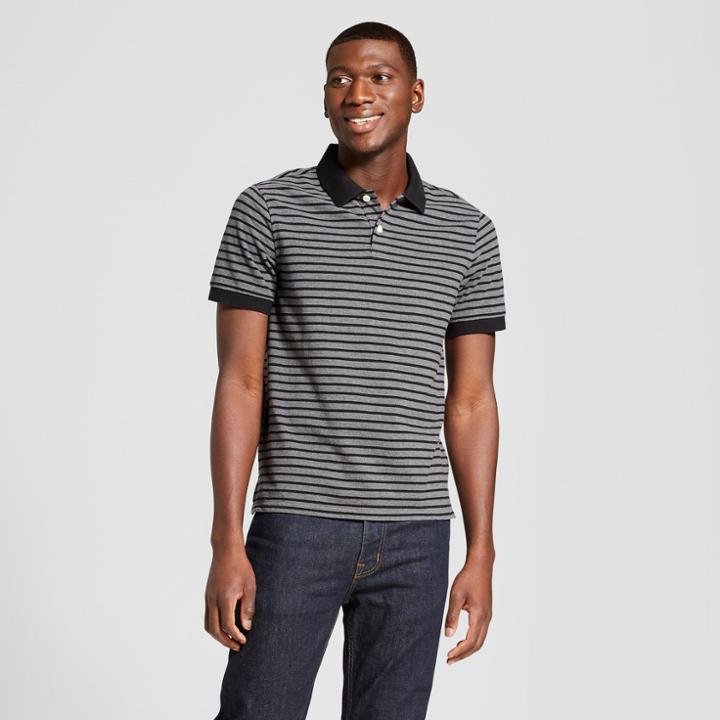 Men's Standard Fit Short Sleeve Loring Polo Shirt - Goodfellow & Co Deep Charcoal