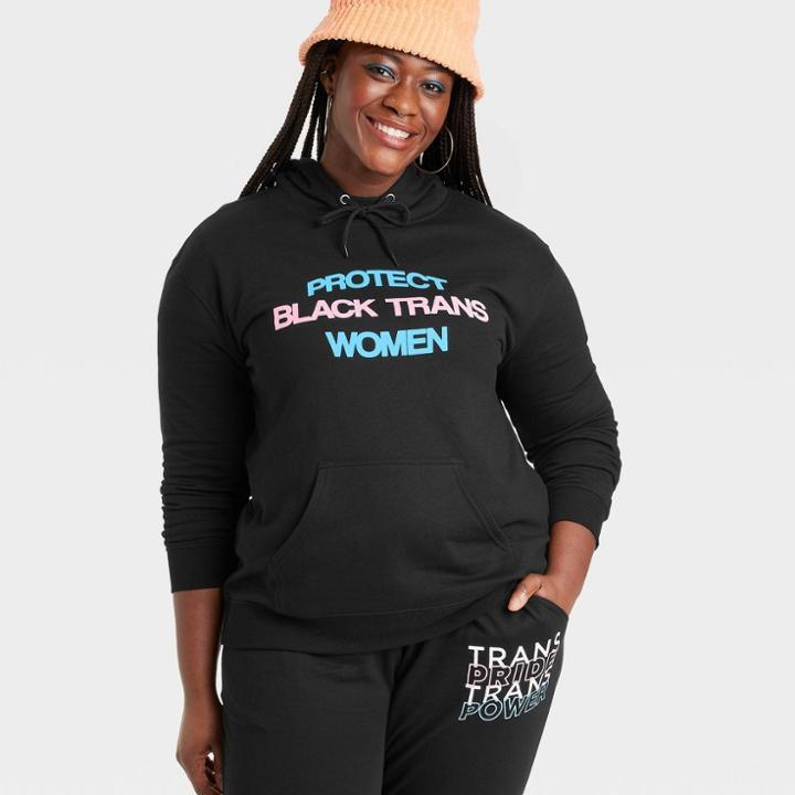 Pride Ph By The Phluid Project Adult Plus Size 'protect Black Trans Women' Hoodie - Black