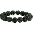 Women's Zirconite 12mm Colored Crystal Fireballs Stretch Bracelet-black, Black