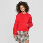 Women's Long Balloon Sleeve Hoodie - Who What Wear Red