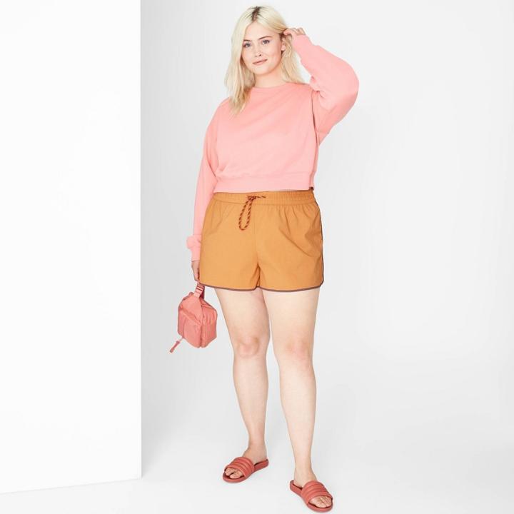Women's Plus Size Woven Dolphin Shorts - Wild Fable Brown