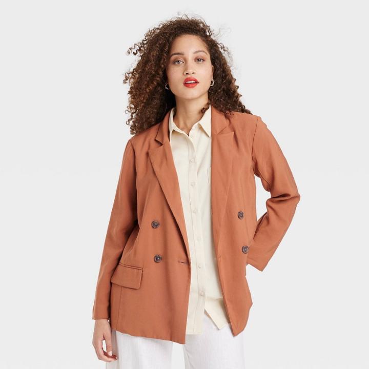 Women's Essential Blazer - A New Day Brown