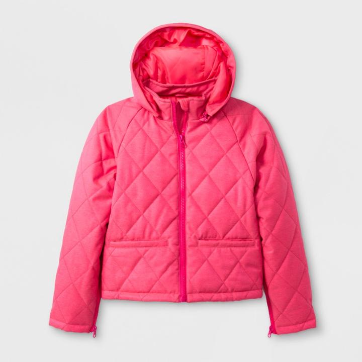 Girls' Adaptive Quilted Jacket - Cat & Jack Pink M, Girl's,