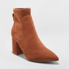 Women's Cornelia Microsuede Pointed Sock Bootie - A New Day Cognac