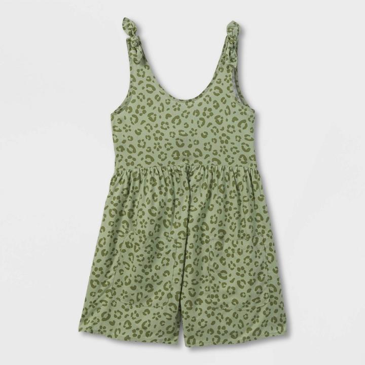 Girls' Shortalls Woven Romper - Cat & Jack Army Green