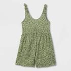 Girls' Shortalls Woven Romper - Cat & Jack Army Green