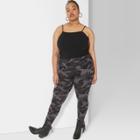 Women's Plus Size Camo Print High-waist Leggings - Wild Fable Black