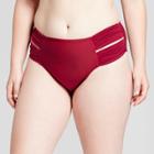 Women's Plus Size Double Tab Hipster Bikini Bottom - Xhilaration Burgundy 24w/26w, Purple