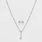 Silver Plated Cubic Zirconia 'j' Initial Earring And Pendant Necklace Set - A New Day
