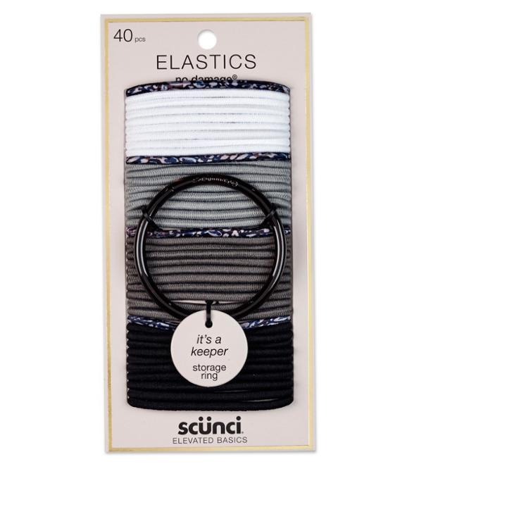 Scunci 4mm No Damage Elastics With Bonus Ring Holder