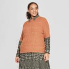 Women's Plus Size Short Sleeve Shrunken Elbow Crew Sweater- Who What Wear Yellow