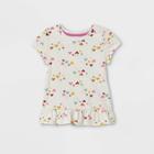 Toddler Girls' Heart Peplum Short Sleeve T-shirt - Cat & Jack Cream