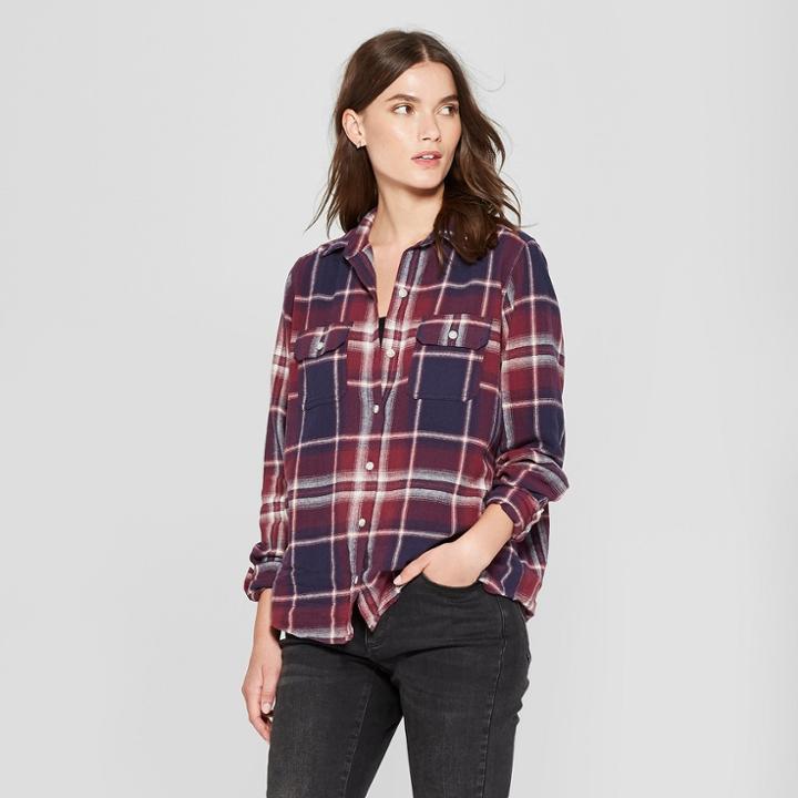 Women's Long Sleeve Flannel Shirt - Universal Thread Red