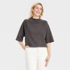 Women's Elbow Sleeve Mock Turtleneck T-shirt - Universal Thread Dark Gray