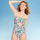 Women's Light Lift Ring Detail Cut Out One Piece Swimsuit - Shade & Shore Sage Green Floral