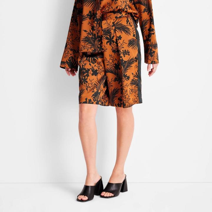 Women's High-rise Bermuda Shorts - Future Collective With Kahlana Barfield Brown Brown/black Palm Print Xxs