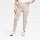 Women's Plus Size High-waist Cotton Seamless Fleece Lined Leggings - A New Day Heather Oatmeal 2x, Grey Oatmeal