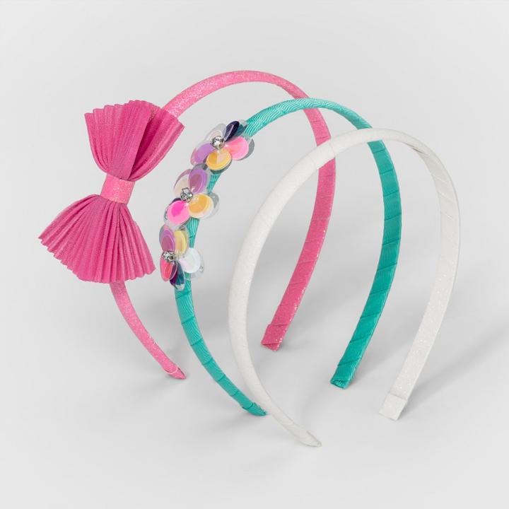 Girls' 3pk Bow And Sequin Flower Headband - Cat & Jack,