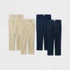 Boys' 4pk Flat Front Stretch Uniform Chino Pants - Cat & Jack Khaki/navy