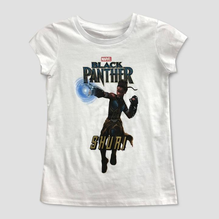 Marvel Girls' Black Panther Short Sleeve T-shirt - White