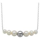 Target Sterling Silver Genuine White Pearl And High Polish Ball Necklace With 18 Chain, Girl's