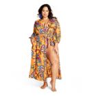 Women's Plus Size Floral/polka Dot Print Cover Up - Tabitha Brown For Target Orange