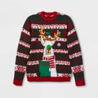 33 Degrees Men's Llama Drink Pocket Ugly Holiday Sweater - Green/red