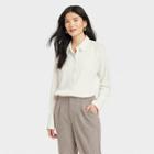 Women's Long Sleeve Satin Button-down Shirt - A New Day White