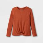 Girls' Printed Cozy Long Sleeve T-shirt - Cat & Jack Orange