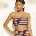 Women's Ribbed Texture Bandeau Bikini Top - Xhilaration Rainbow Stripe D/dd Cup,