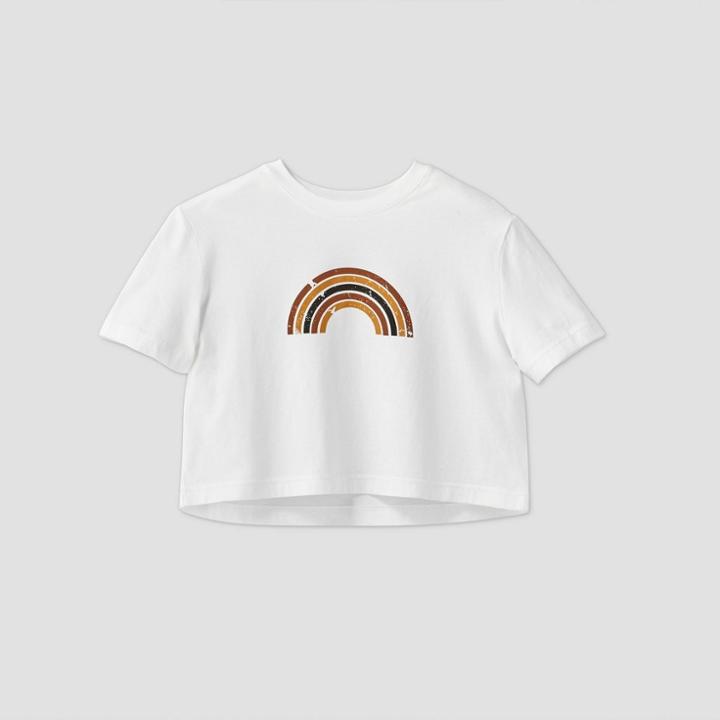 Women's Rainbow Cropped Lounge T-shirt - Colsie White