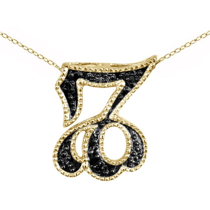 Target Women's Accent Round-cut Black Diamond Pave Set Capricorn Zodiac Pendant - Yellow