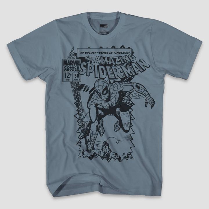 Marvel Men's Spider-man Short Sleeve Graphic T-shirt - Steel