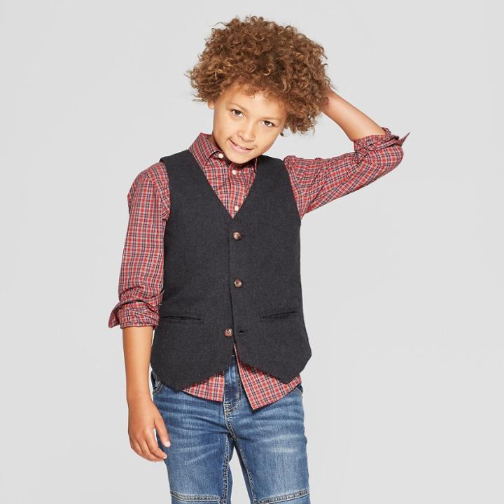 Boys' Holiday Suit Vest - Cat & Jack Charcoal