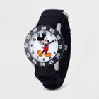 Kids' Disney Mickey Mouse Time Teacher Nylon Strap Watch - Black