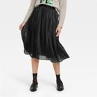 Women's Pleated Midi Skirt - A New Day Black