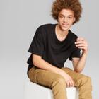 Men's Short Sleeve Drop Shoulder Slub T-shirt - Original Use Black