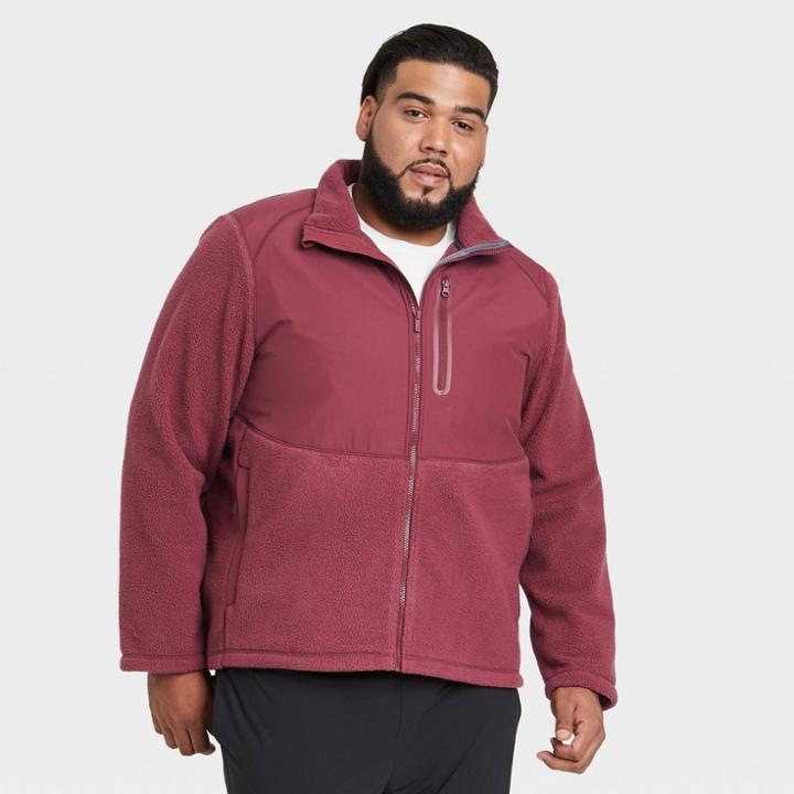 Men's Big & Tall Sherpa Fleece Jacket - All In Motion Maroon