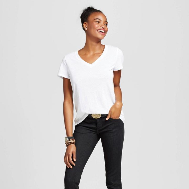 Mossimo Supply Co. Women's Short Sleeve Relaxed V-neck T-shirt White Xxl - Mossimo