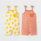 Toddler Girls' 2pk Romper - Cat & Jack Yellow/orange