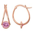 1 2/3 Tcw Tiara Rose Gold Over Silver 6mm Bezel-set Pink Sapphire Hoop Earrings