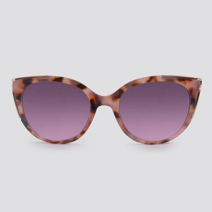 Animal Print Cateye Plastic Metal Combo Sunglasses - A New Day Pink, Women's, Grey/pink