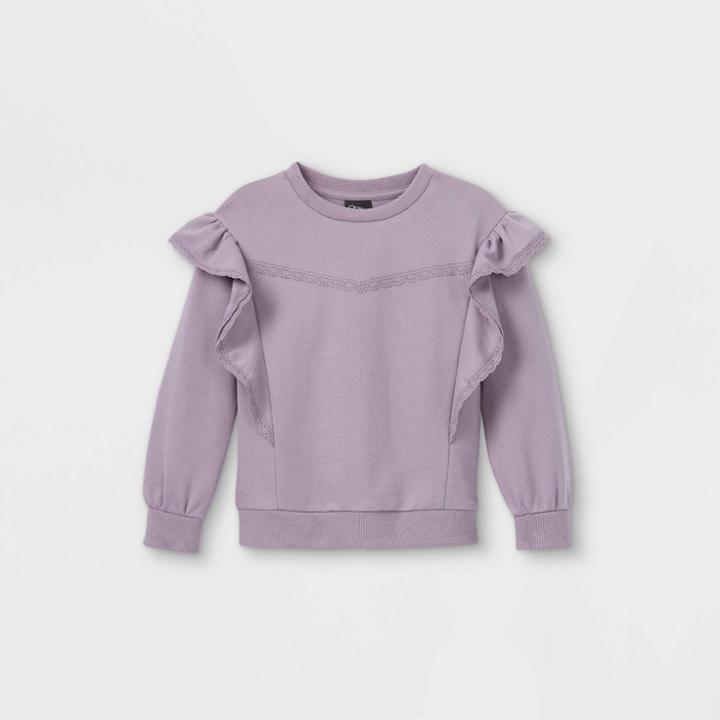 Toddler Girls' Lace Ruffle Sweatshirt - Art Class Purple